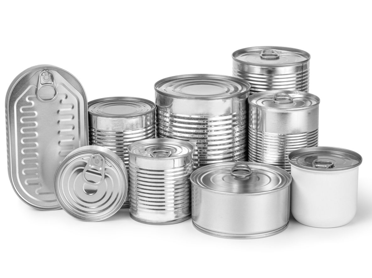 collection of cans isolated on a white background with clipping path